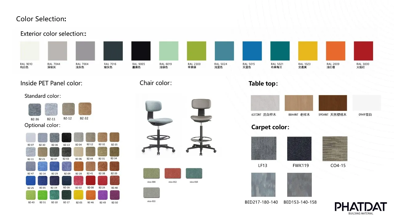 Ghế và màu sắc phonebooth TB WH