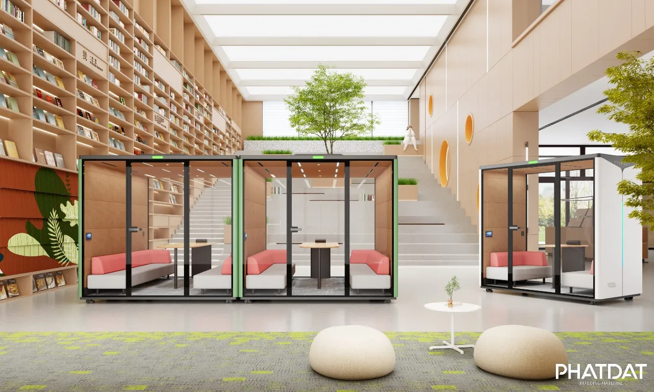 Phone booth cách âm văn Elegant. 2-4-6 người. Phát Đạt Group cung cấp