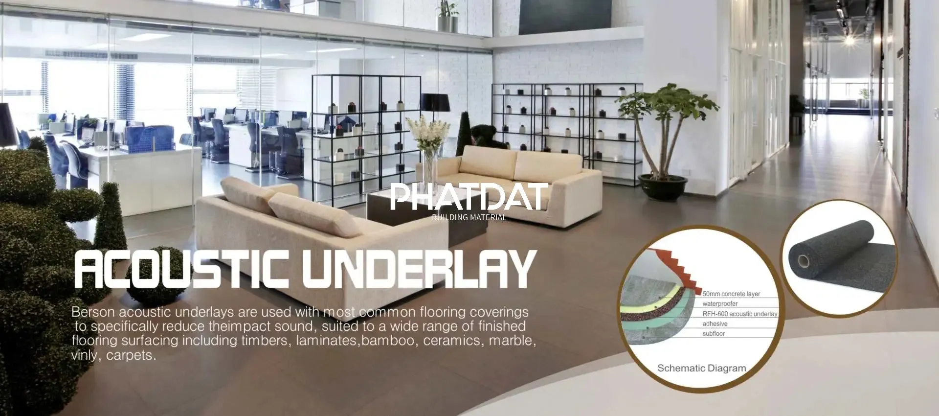 Thảm cao su acoustic tiêu âm RR700. Phát Đạt Group phân phối