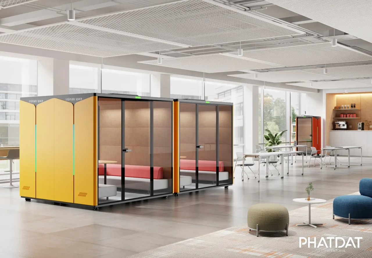 thùng phonebooth cách âm lớn nhiều người. Phát Đạt Group cung cấp