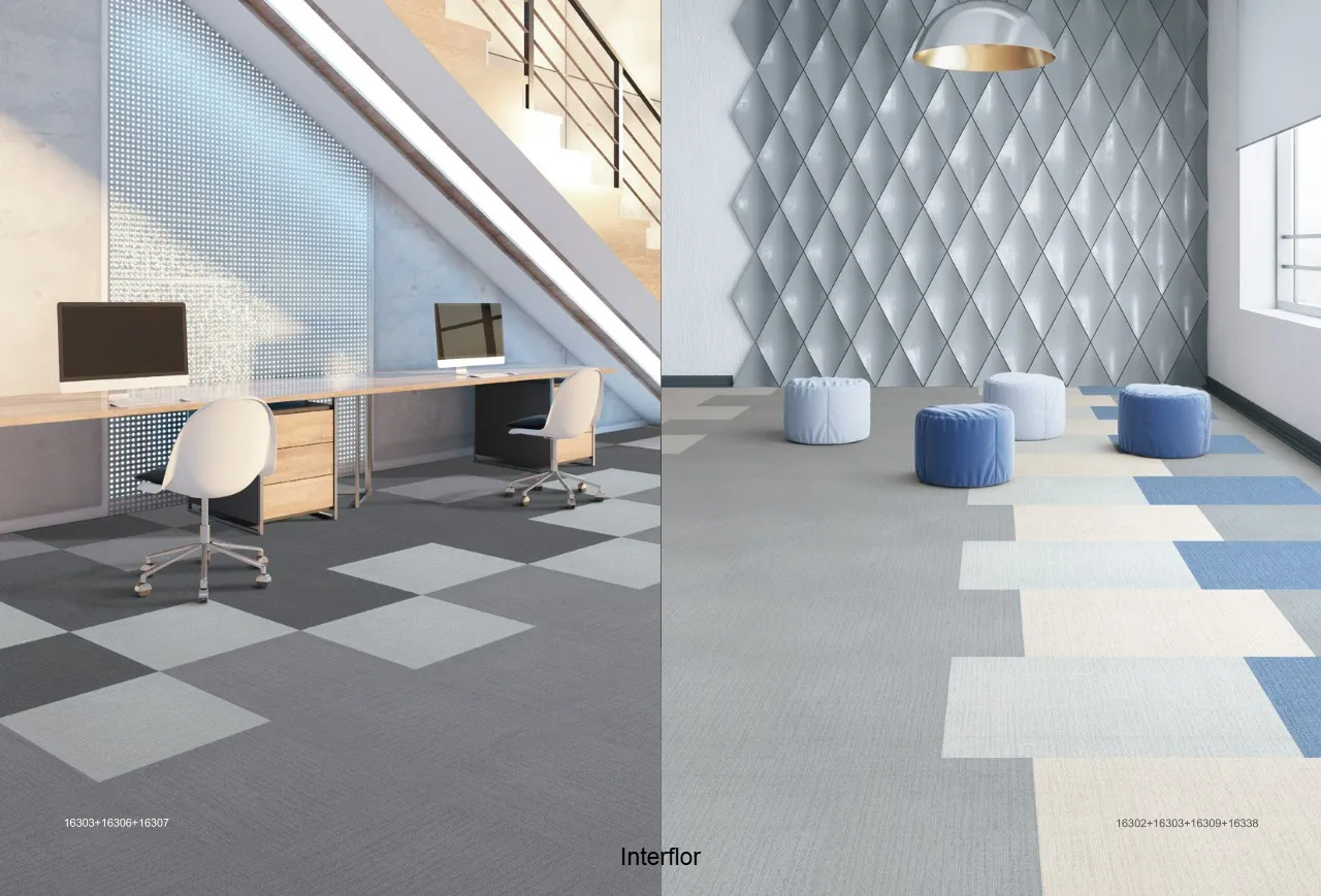 Thi công thảm sàn nylon đơn sắc 16300 carpet tile