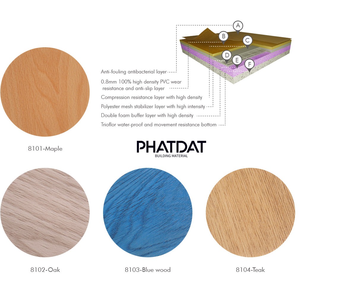Bảng màu thảm vinyl thể thao. Phatdatsport