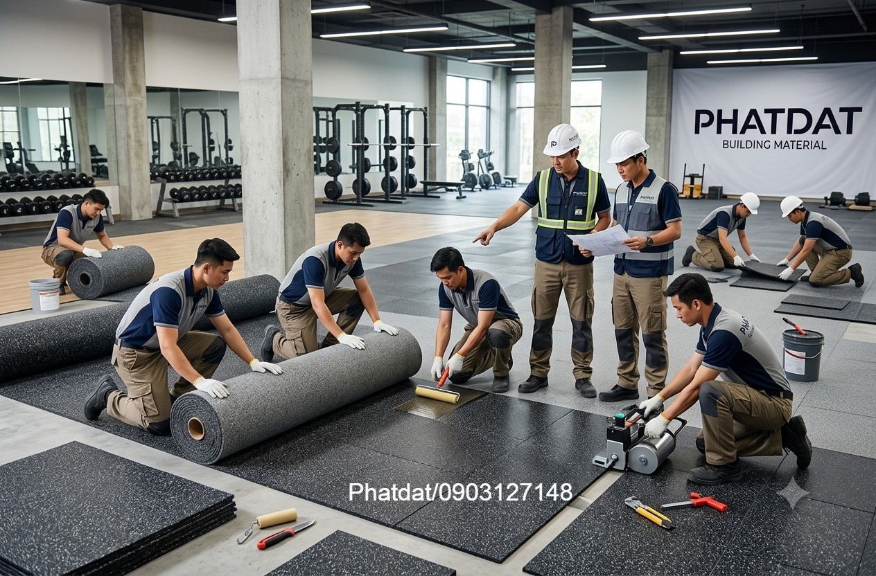 Phatdat thi công thảm sàn cao su gym